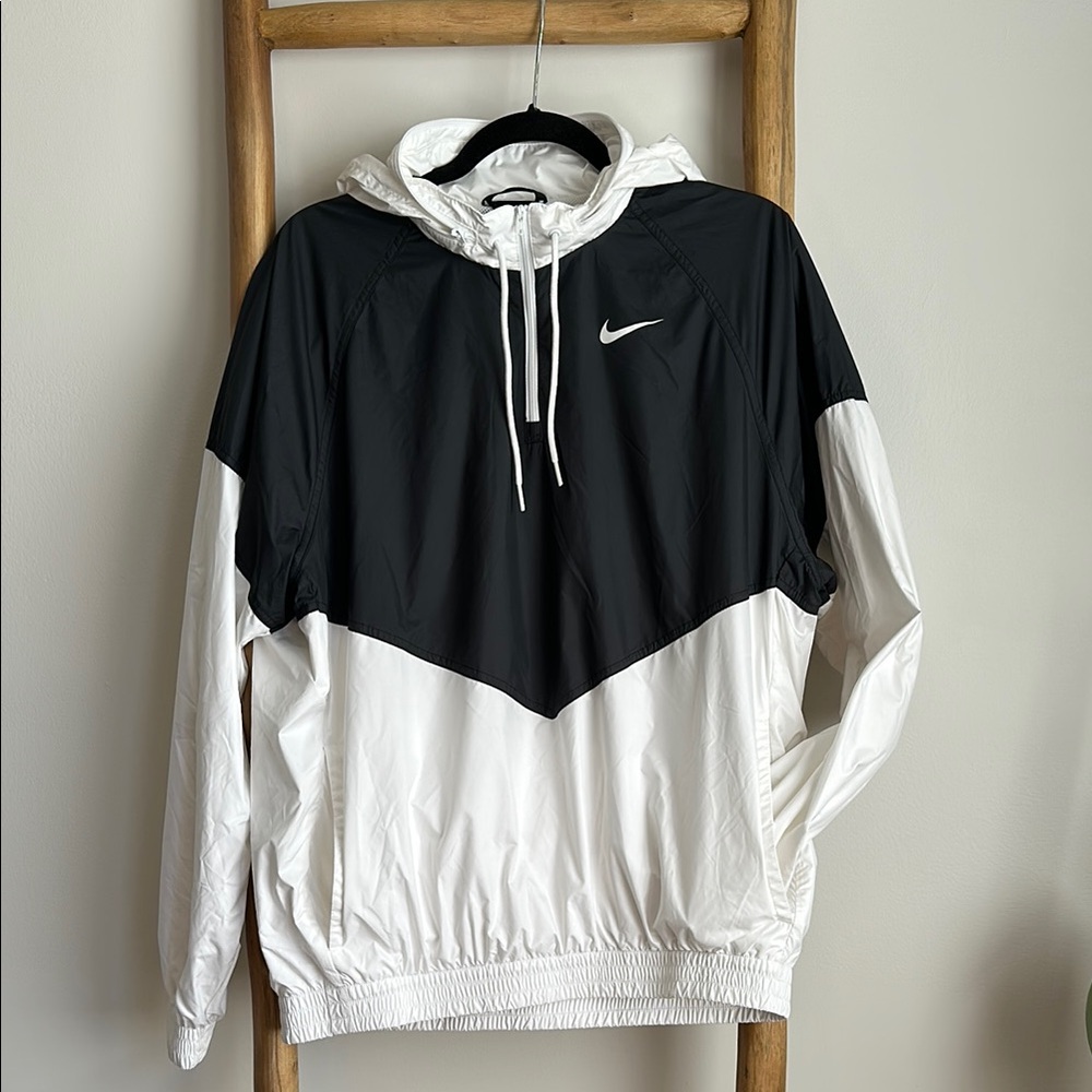 Nike Black and White Quarter Zip Windbreaker